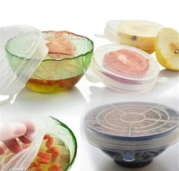 6Pcs Silicone Stretch Preserve Pot Bowl Fruit Lid for Fridge Microwave Food Container Cover - Green, Multipack